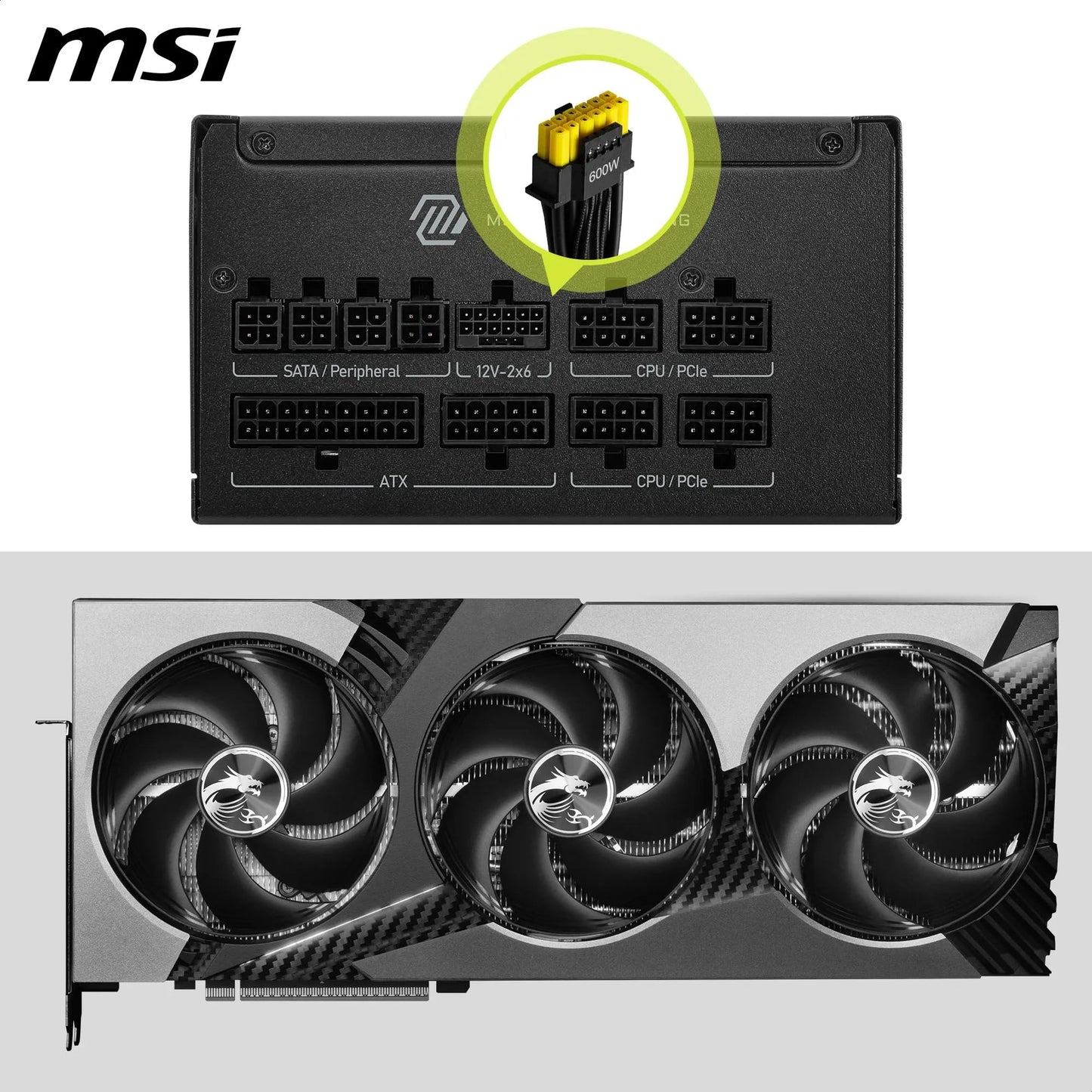 MSI MAG A1000GLS 1000W ATX 3.1 PCIe 5.1 80+ Gold - vue 4