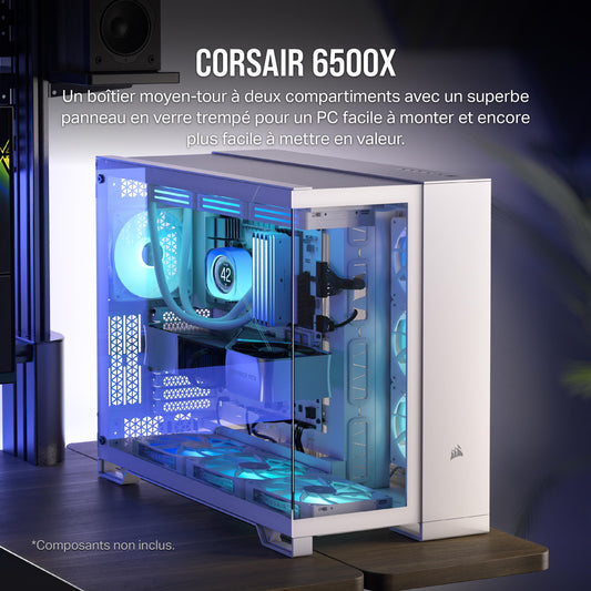 CORSAIR 6500X Boîtier PC mATX Blanc - Gaming & Performance