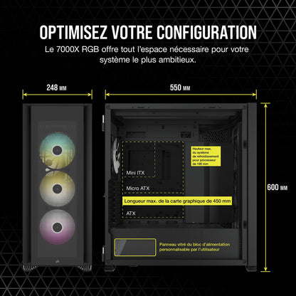 Corsair iCUE 7000X RGB Boîtier PC Grande Tour ATX Noir