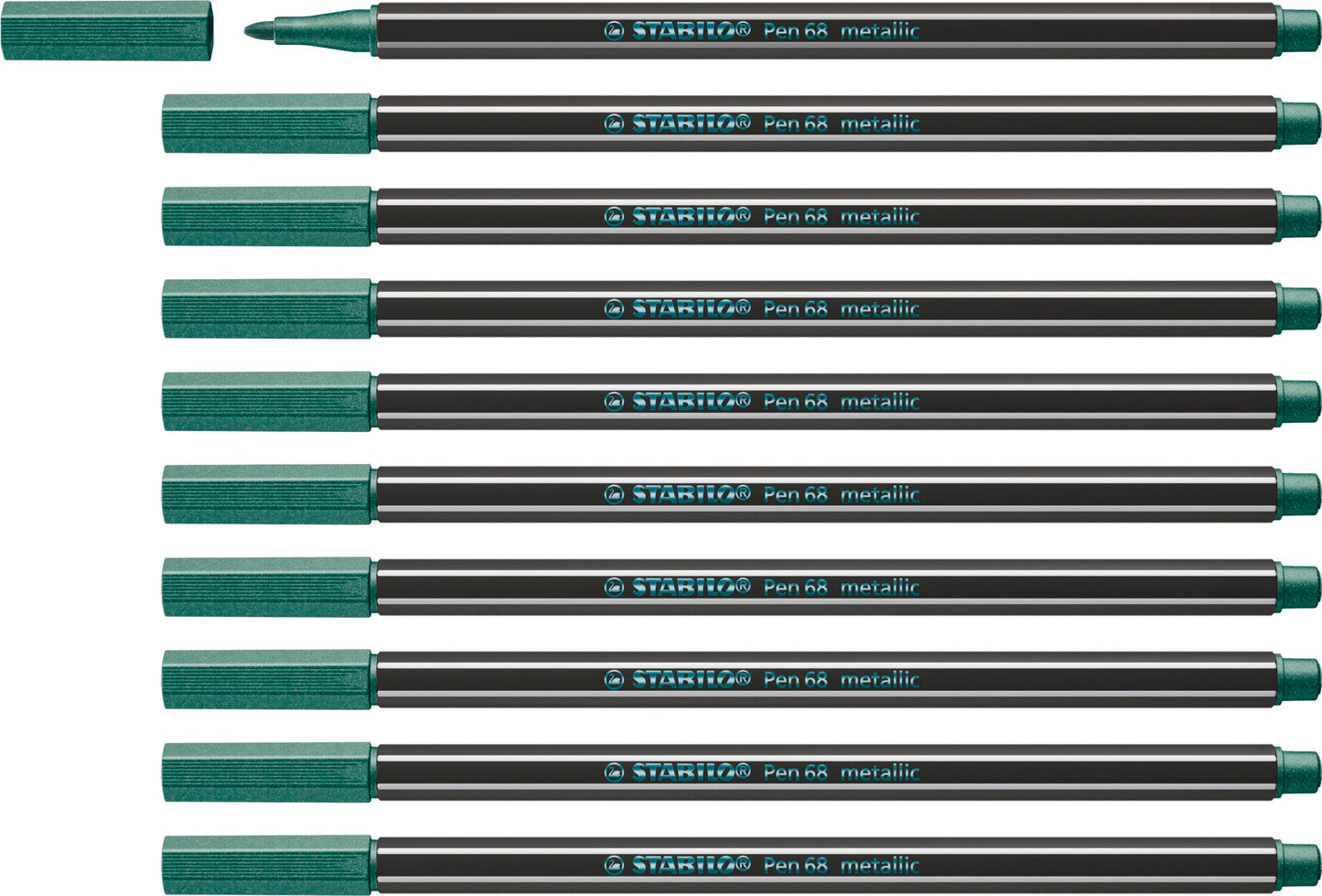 STABILO Pen 68 Metallic Vert Lot 10 Feutres Dessin Métallisé