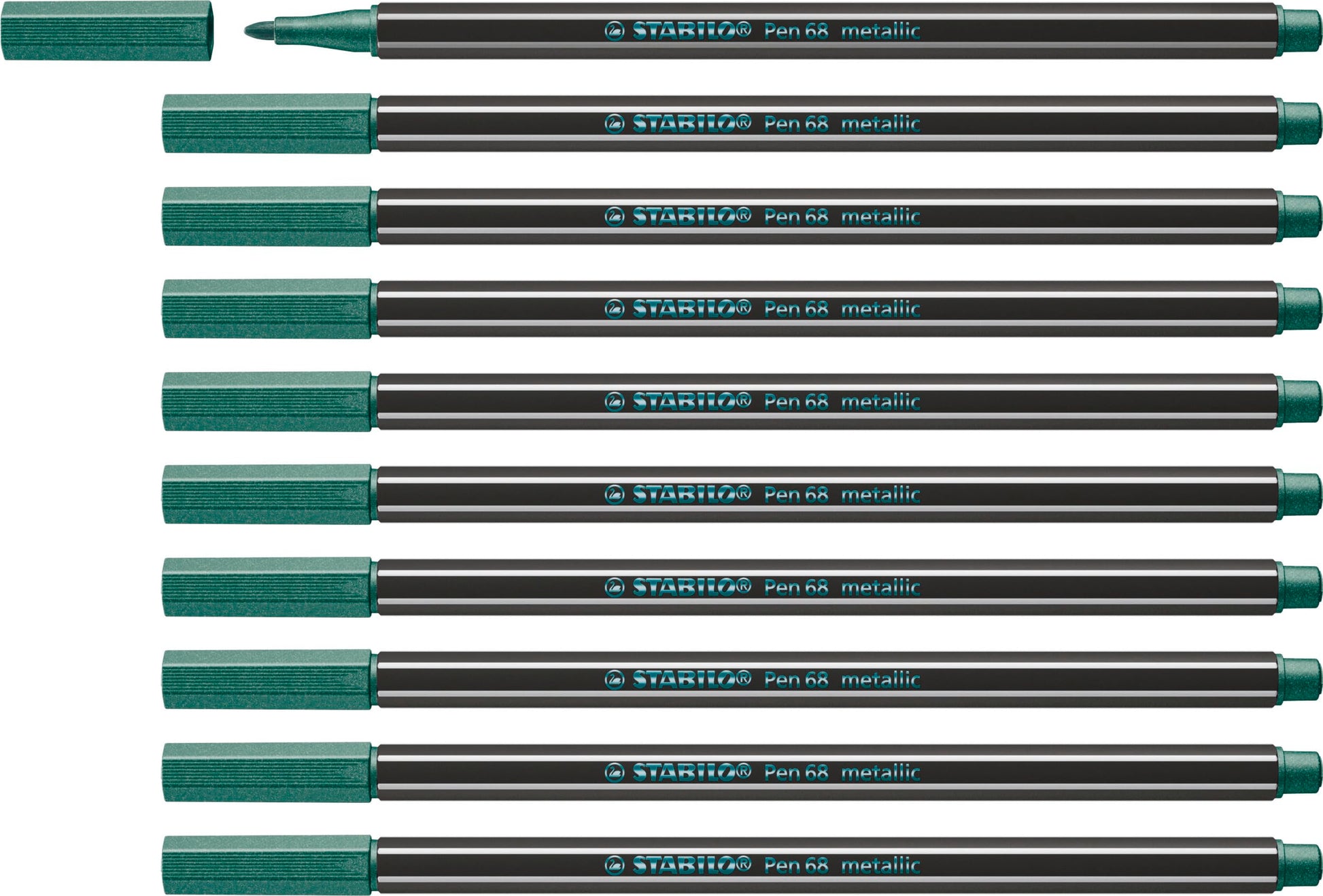STABILO Pen 68 Metallic Vert Lot 10 Feutres Dessin Métallisé
