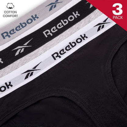 Reebok Pack 3 Culottes Femme – Noir Blanc Gris Taille M