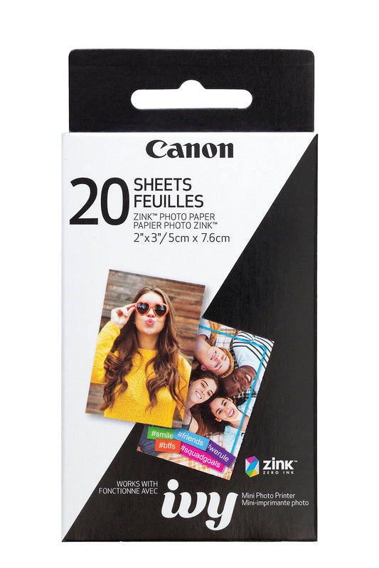 Papier Photo ZINK Canon Zoemini 5x7,6cm - Pack 20 Feuilles