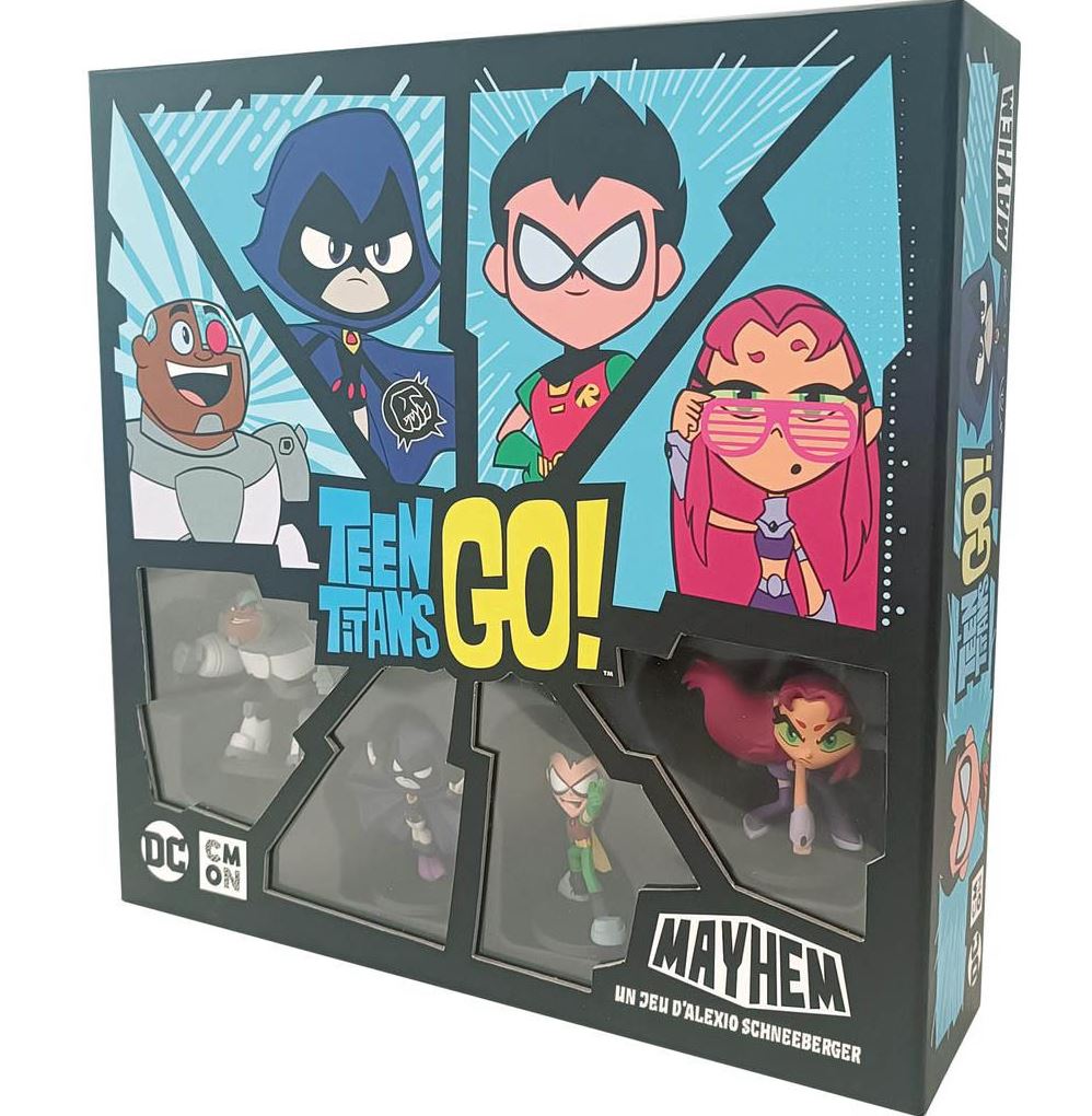 Teen Titans GO! Mayhem – Jeu de Société Stratégique avec Figurines Pré-peintes – 2 à 4 Joueurs – Dès 10 Ans – Version Française