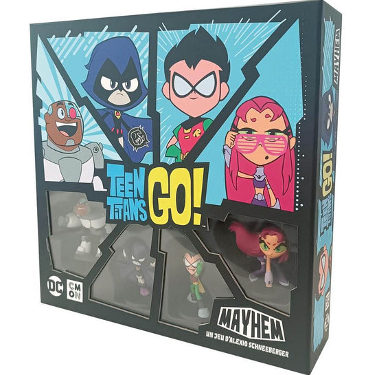 Teen Titans GO! Mayhem – Jeu de Société Stratégique avec Figurines Pré-peintes – 2 à 4 Joueurs – Dès 10 Ans – Version Française