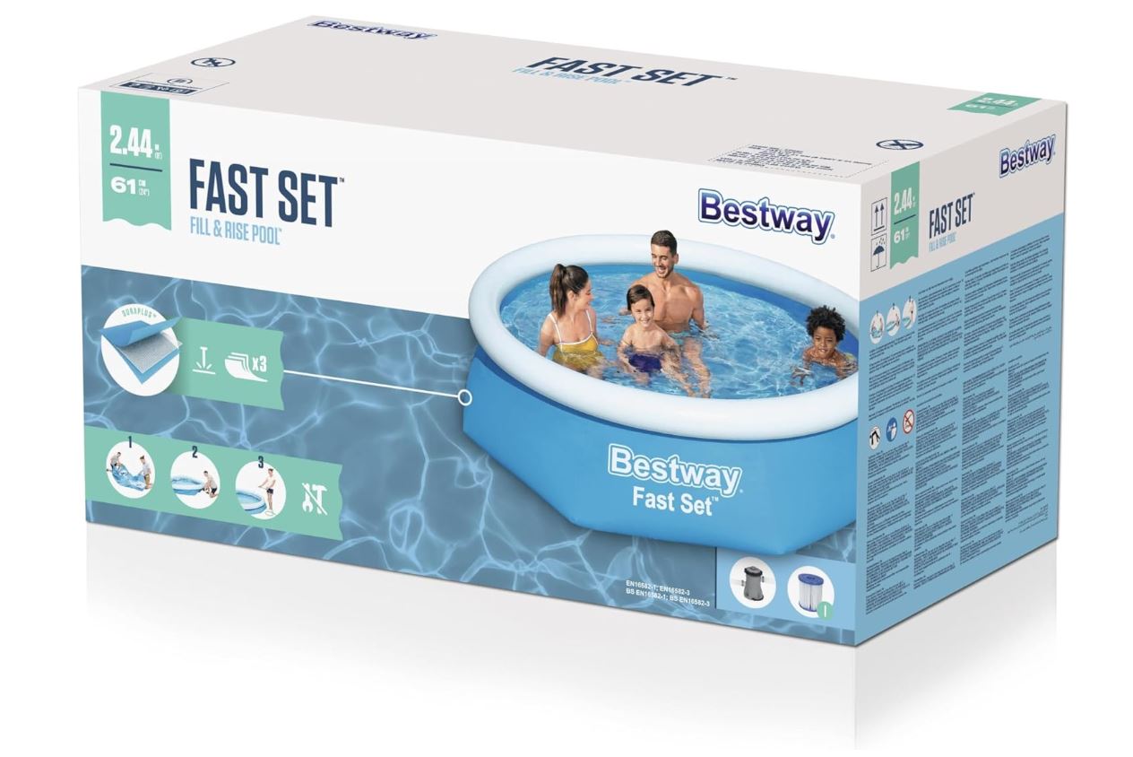 Piscine Gonflable Bestway Fast Set™ 244 x 61 cm – Kit Complet avec Pompe de Filtration – Installation Rapide
