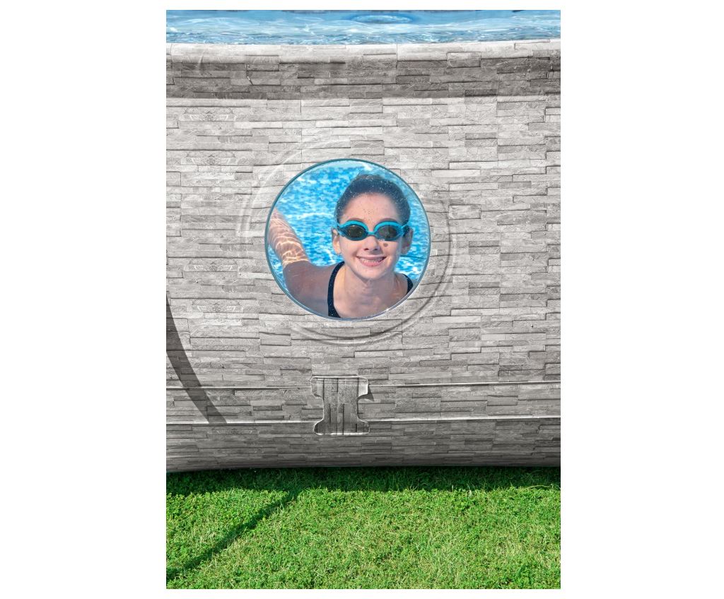 Piscine Tubulaire Bestway Power Steel™ Swim Vista 488x305x107 cm – Hublots Intégrés – Pompe à Sable Incluse – Kit Complet