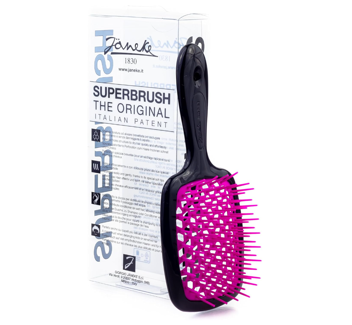 Brosse JÄNEKE SP226 – Noir / Fuchsia – Démêlage doux – Produit neuf