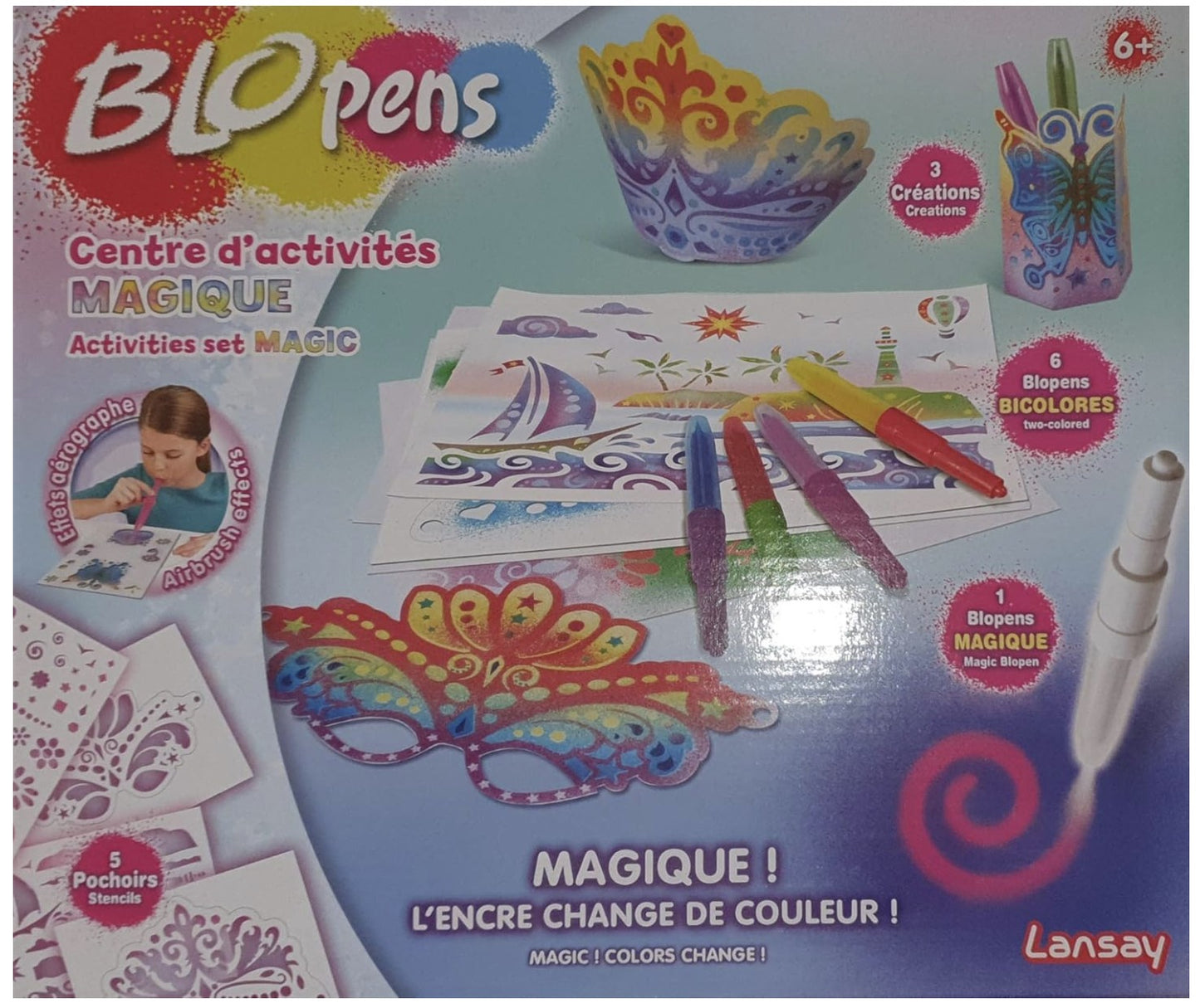 BLOPENS™ Centre d’activités Magique – Set de dessin soufflé • 6 stylos Blopens • Dès 6 ans