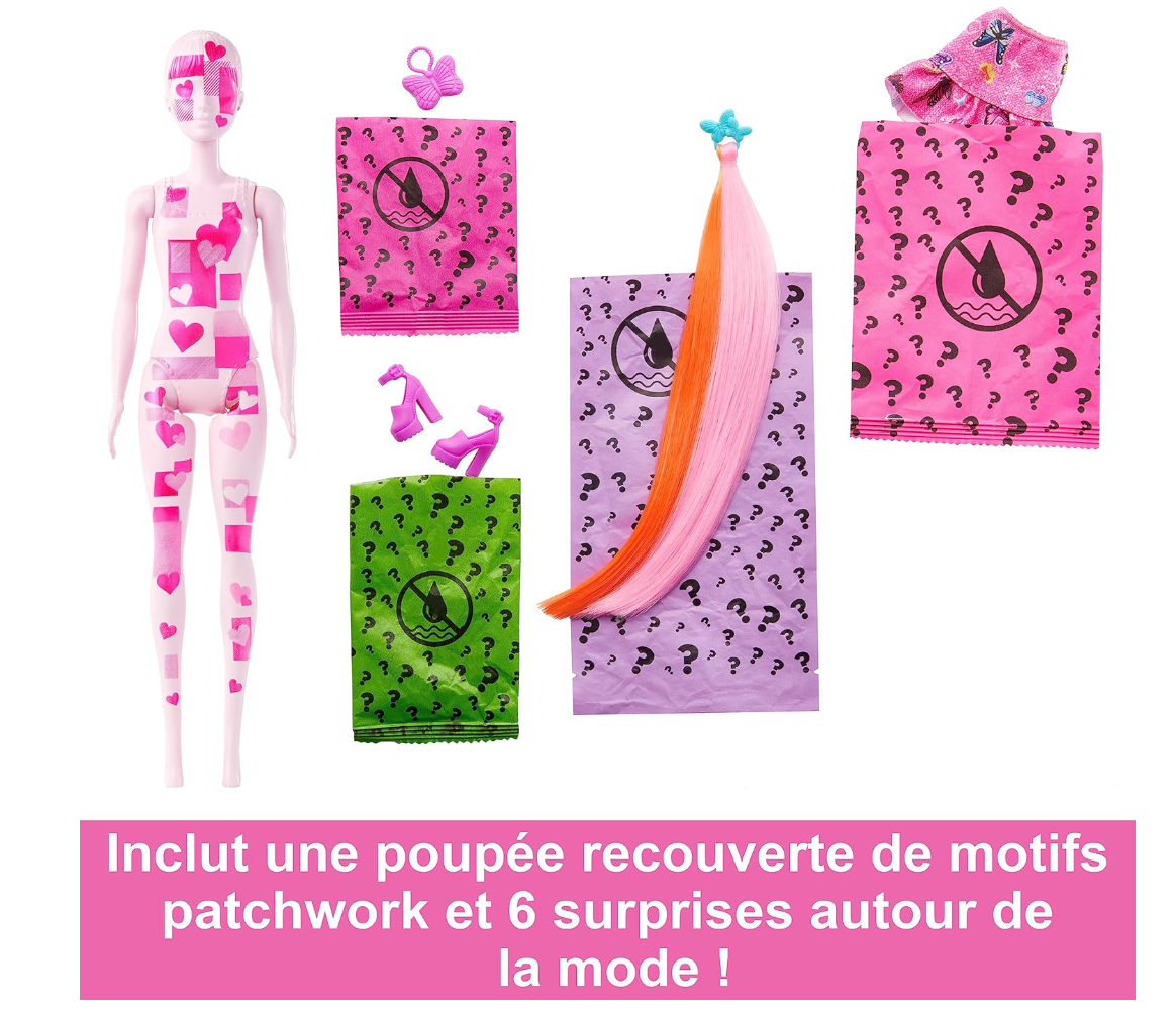 Barbie Color Reveal Totally Denim – Poupée à surprises avec changement de couleur (HJX55)