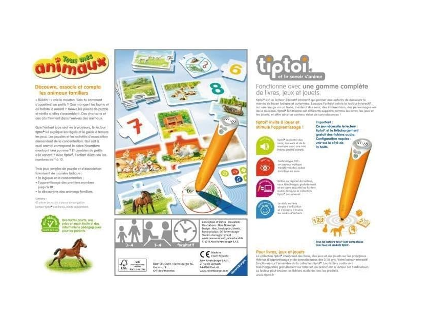 Ravensburger tiptoi® – Tous mes animaux – Jeu éducatif interactif sans écran (dès 3 ans)