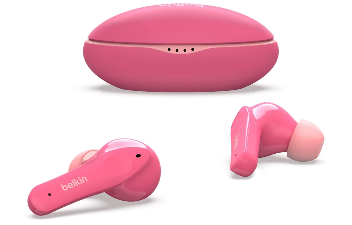 Belkin SOUNDFORM Nano – Écouteurs sans fil pour enfants True Wireless – Limite de 85 dB, IPX5, 24h d’autonomie – Rose