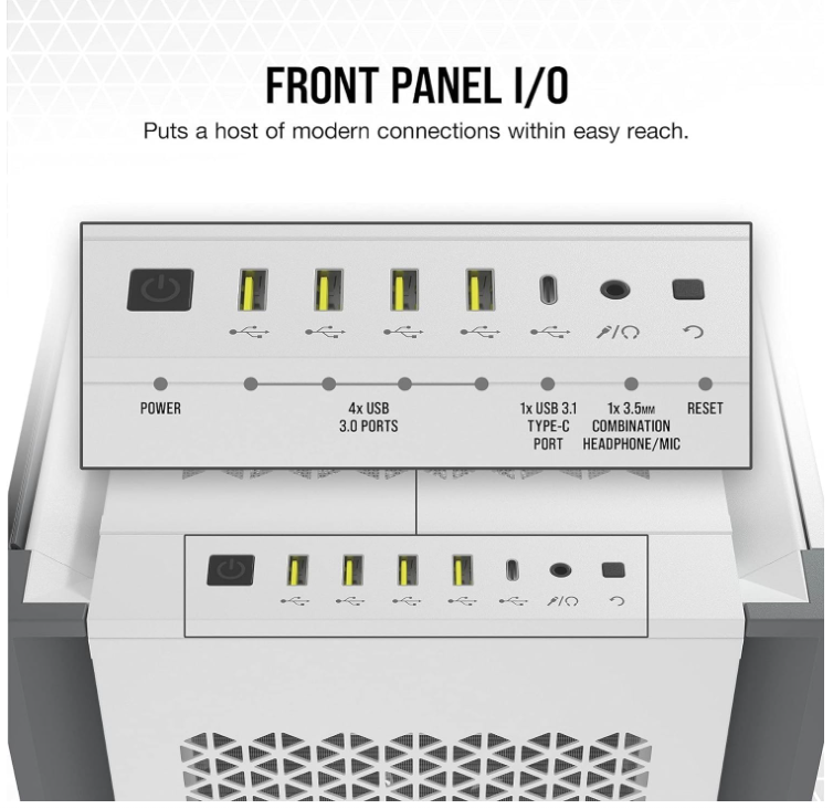 Corsair 7000D Airflow – Boîtier PC ATX grande tour blanc à flux d’air élevé – 3 ventilateurs 140 mm inclus