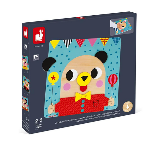 Janod – Jeu éducatif magnétique géant 30 pièces en bois – Développe la motricité fine – Dès 2 ans