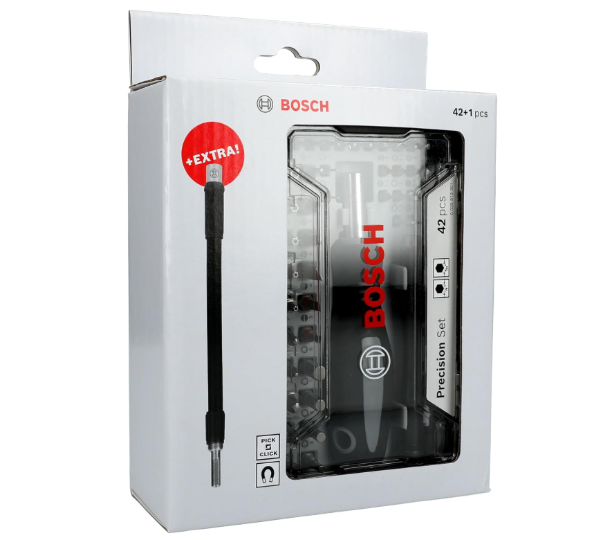Bosch – Lot de 43 embouts de tournevis de précision avec rallonge flexible et support magnétique