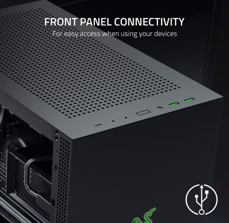 Razer Tomahawk Mini-ITX – Boîtier PC compact avec éclairage Razer Chroma RGB et panneaux latéraux battants