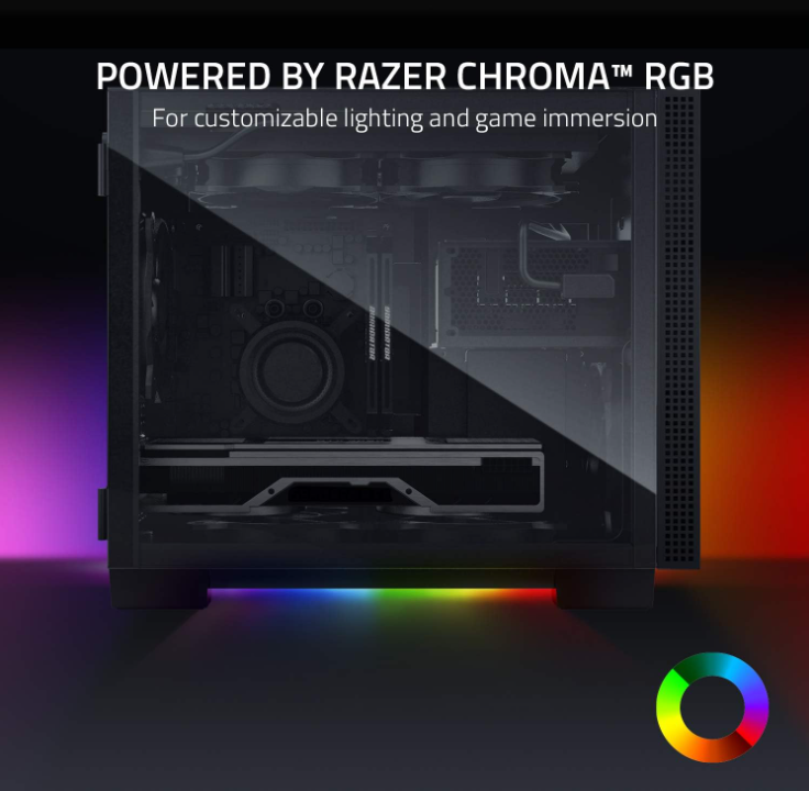 Razer Tomahawk Mini-ITX – Boîtier PC compact avec éclairage Razer Chroma RGB et panneaux latéraux battants