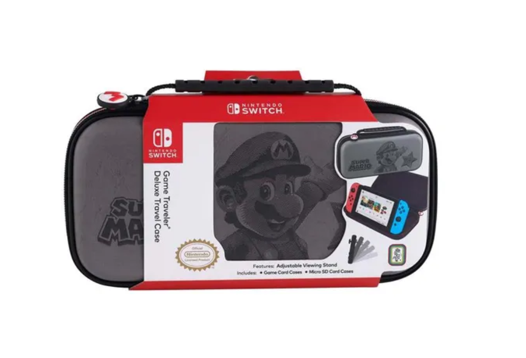 Game Traveler – Étui rigide de transport pour Nintendo Switch Lite avec support ajustable et porte-cartouches