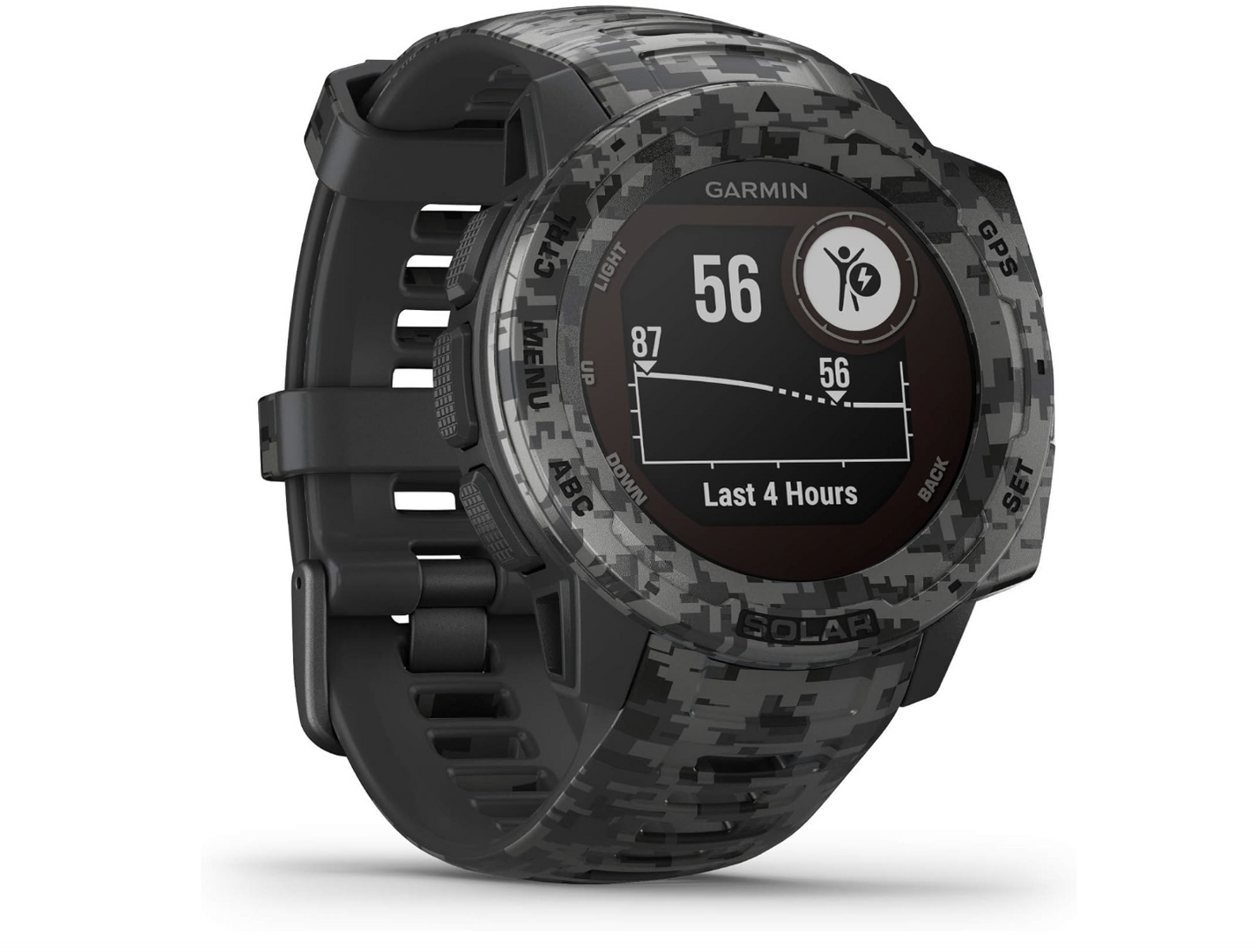 Garmin Instinct Solar Camo Edition – Montre GPS robuste à énergie solaire – Noir