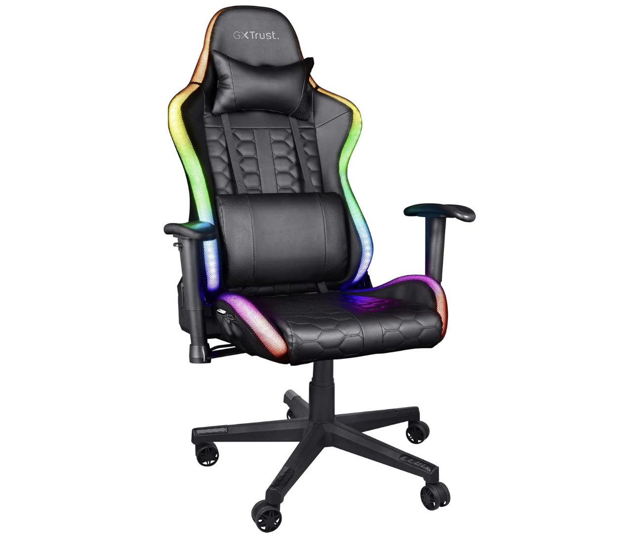 Trust GXT 716 Rizza RGB – Chaise gaming ergonomique avec éclairage LED RGB et dossier inclinable – Noir
