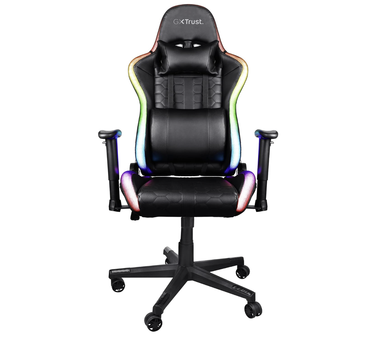 Trust GXT 716 Rizza RGB – Chaise gaming ergonomique avec éclairage LED RGB et dossier inclinable – Noir