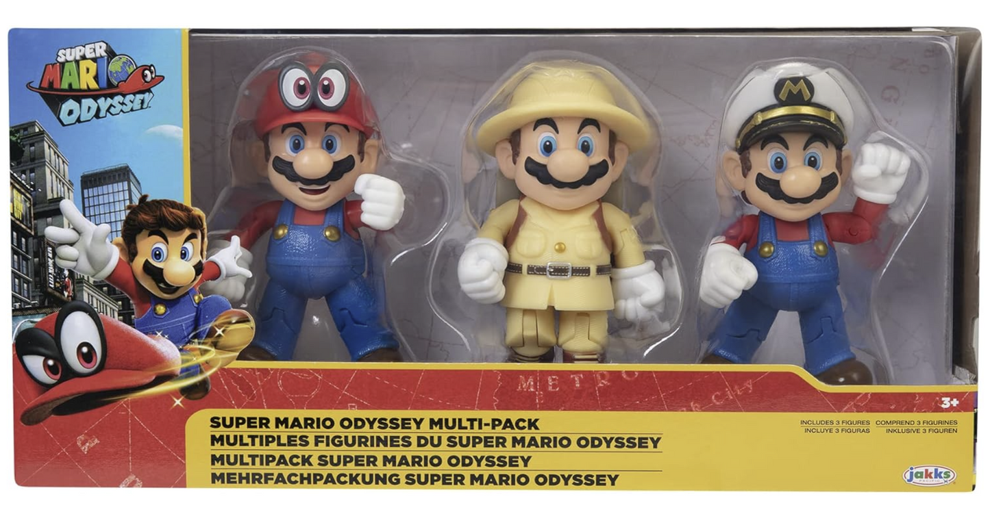 Nintendo Super Mario Odyssey – Pack de 3 figurines Mario 10 cm – Jakks Pacific