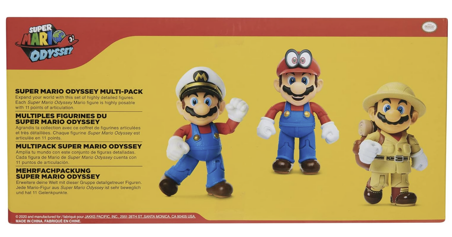 Nintendo Super Mario Odyssey – Pack de 3 figurines Mario 10 cm – Jakks Pacific