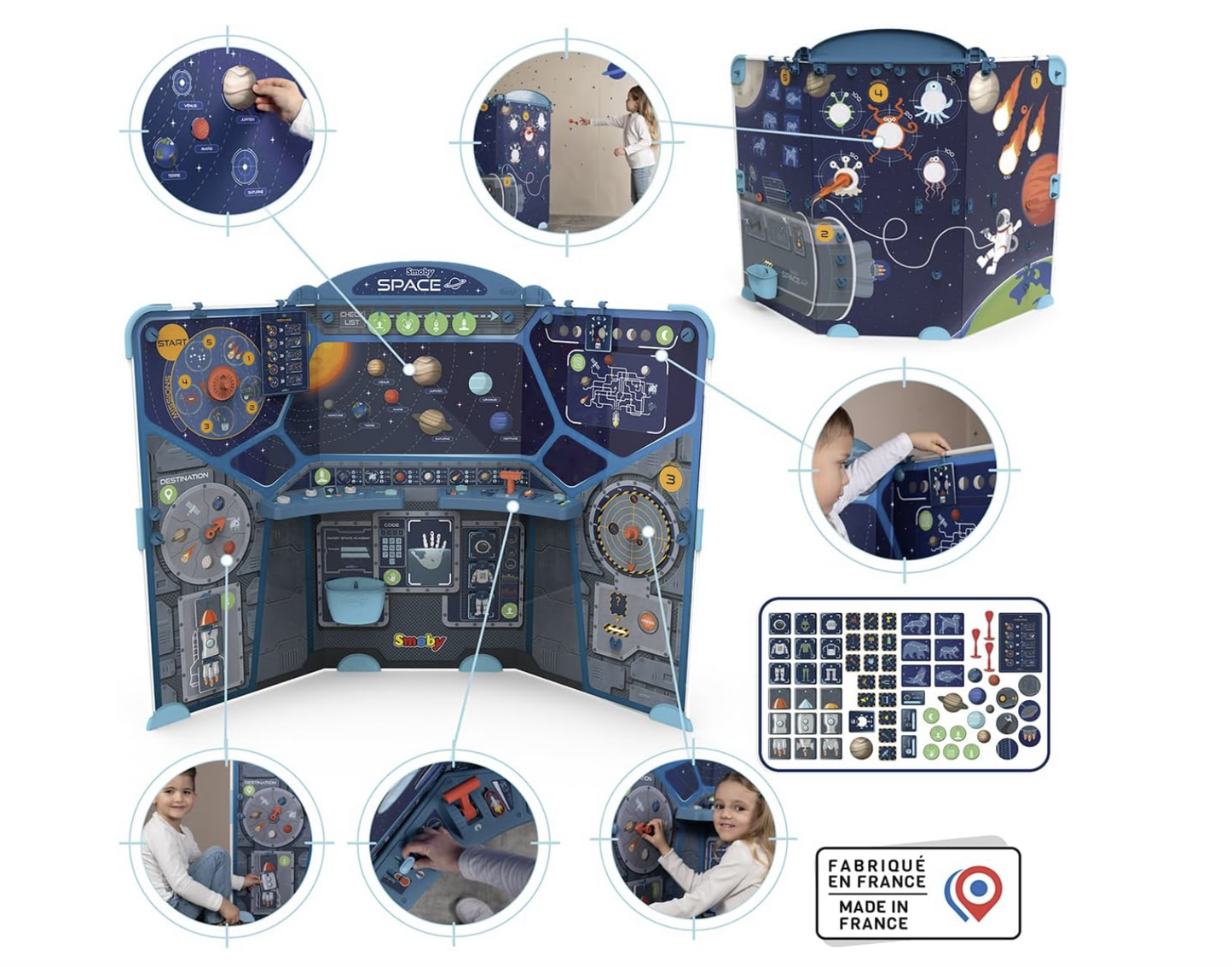 Smoby Space Center – Jeu de découverte de l’espace avec 15 activités et 60 accessoires – Dès 5 ans – Fabrication française