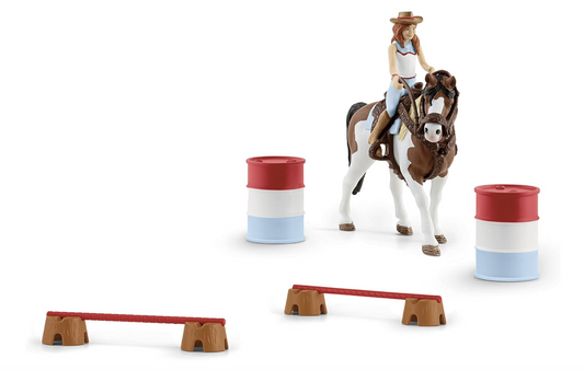 Schleich Horse Club 42441 – Cheval de course d’Hannah et set rodéo – Figurines et accessoires dès 5 ans