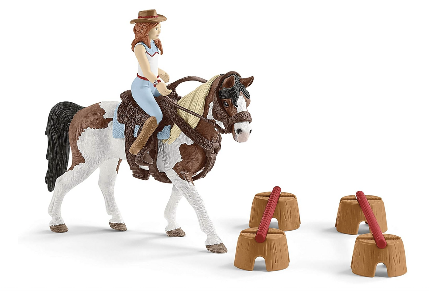 Schleich Horse Club 42441 – Cheval de course d’Hannah et set rodéo – Figurines et accessoires dès 5 ans