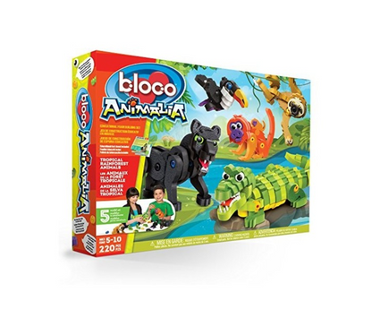 Bloco Toys – Coffret de construction Animaux Forêt Tropicale 220 pièces