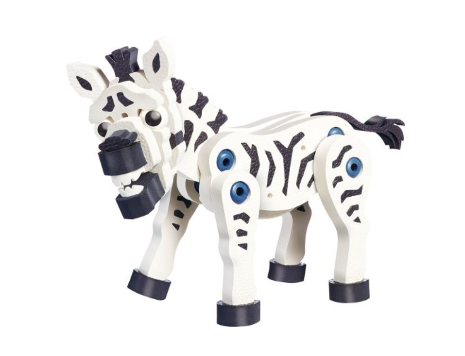 Bloco Toys – Coffret de construction Girafe, Zèbre & Éléphant – Jeu créatif 3D en mousse