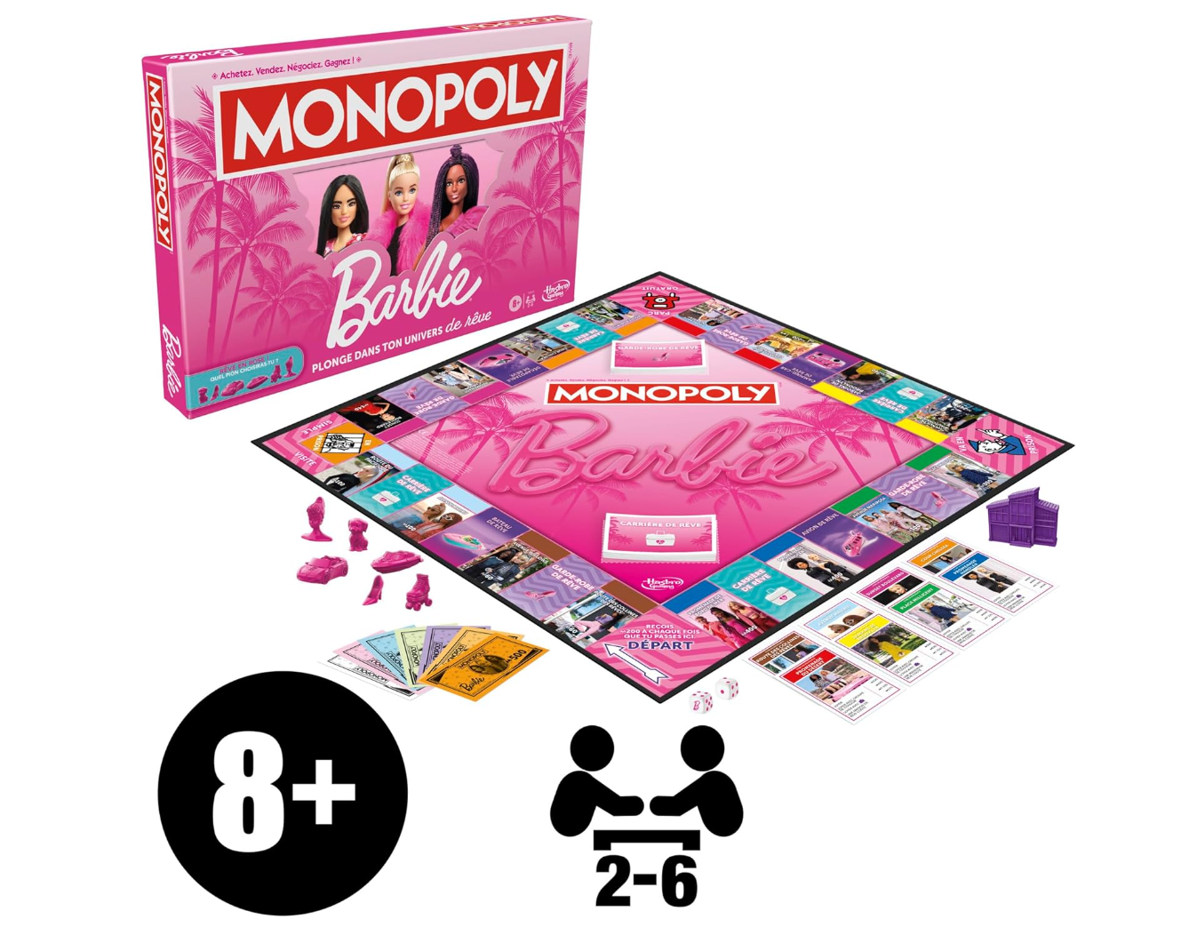 Monopoly Barbie Édition – Jeu de société familial et coloré dès 8 ans
