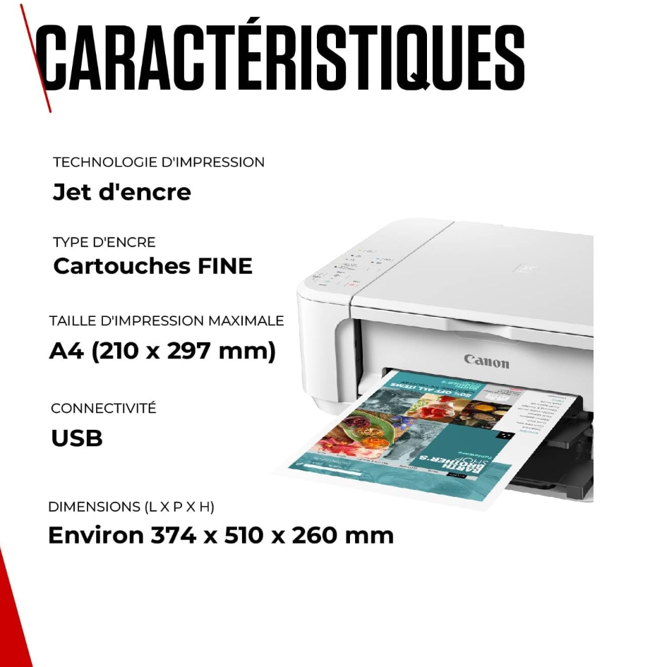 Canon PIXMA MG3650S – Imprimante Wi-Fi multifonction – PRODUIT COMME NEUF RECONDITIONNÉ (sans cartouches)