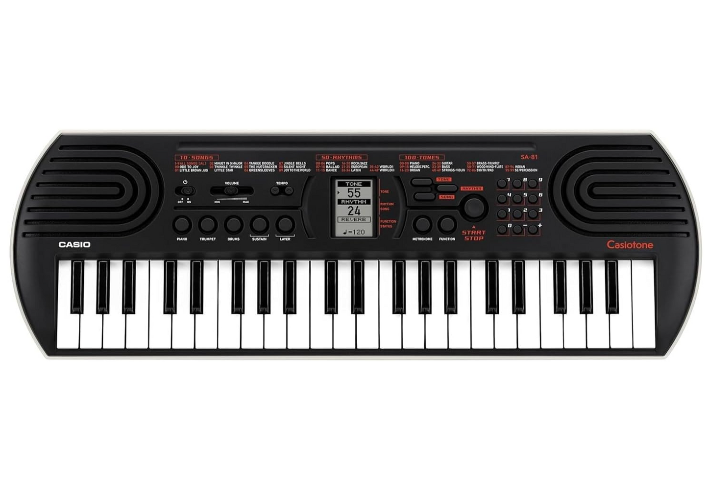 Casio SA-81 – Mini Clavier 44 touches – Produit neuf reconditionné (emballage ouvert) – Noir