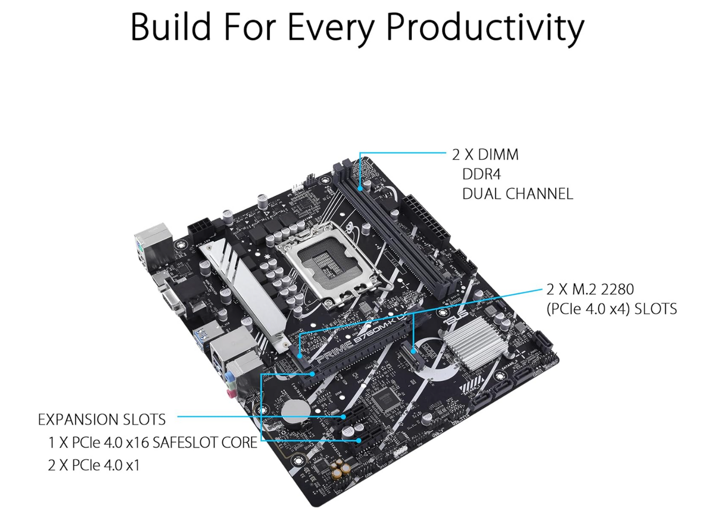 ASUS PRIME B760M-K D4 – Carte mère Intel B760 LGA 1700 Micro-ATX – Neuf