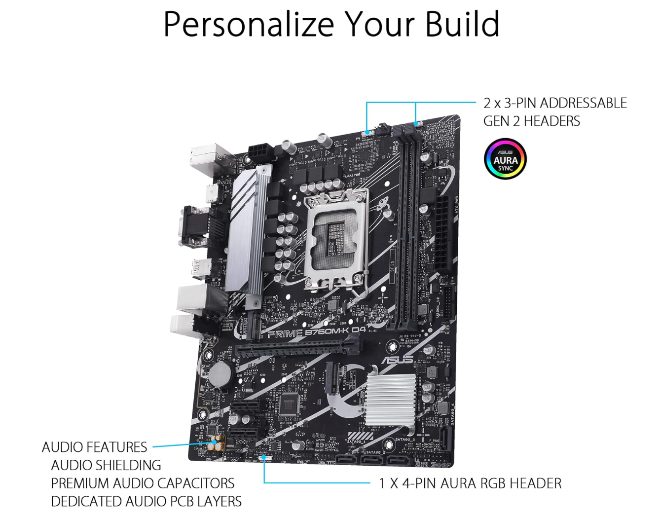 ASUS PRIME B760M-K D4 – Carte mère Intel B760 LGA 1700 Micro-ATX – Neuf
