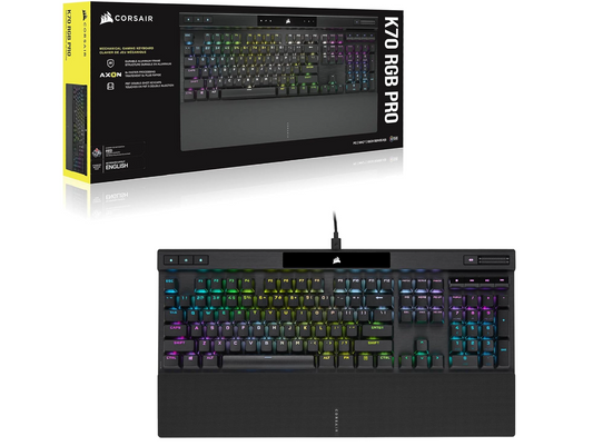 Corsair K70 RGB PRO – Clavier gaming mécanique filaire AZERTY FR (CHERRY MX Speed, 8000Hz, PBT double injection, repose-poignet) – Noir