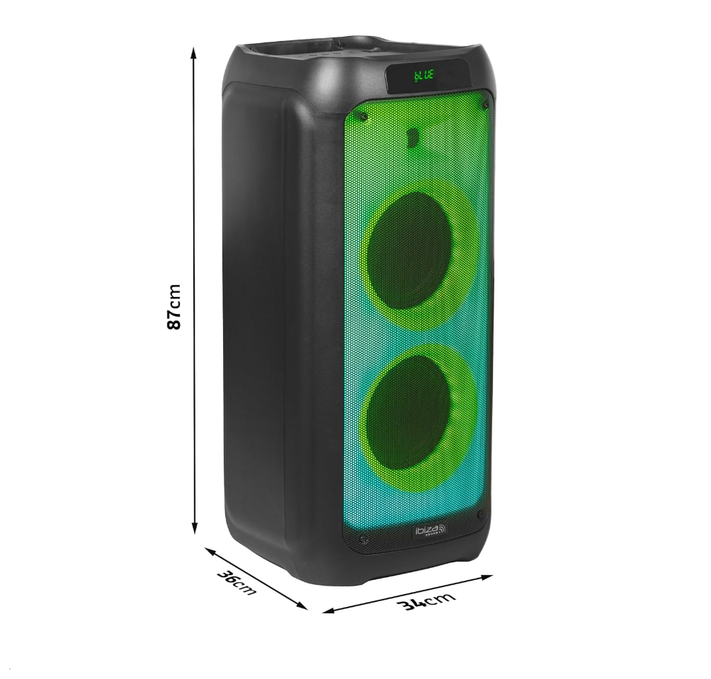Ibiza WAVE8 – Enceinte Bluetooth 600W avec LED, USB, microSD et TWS – Produit reconditionné comme neuf