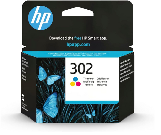 HP 302 – Cartouche d’encre couleur authentique (F6U65AE) – Cyan, Magenta et Jaune – Neuf