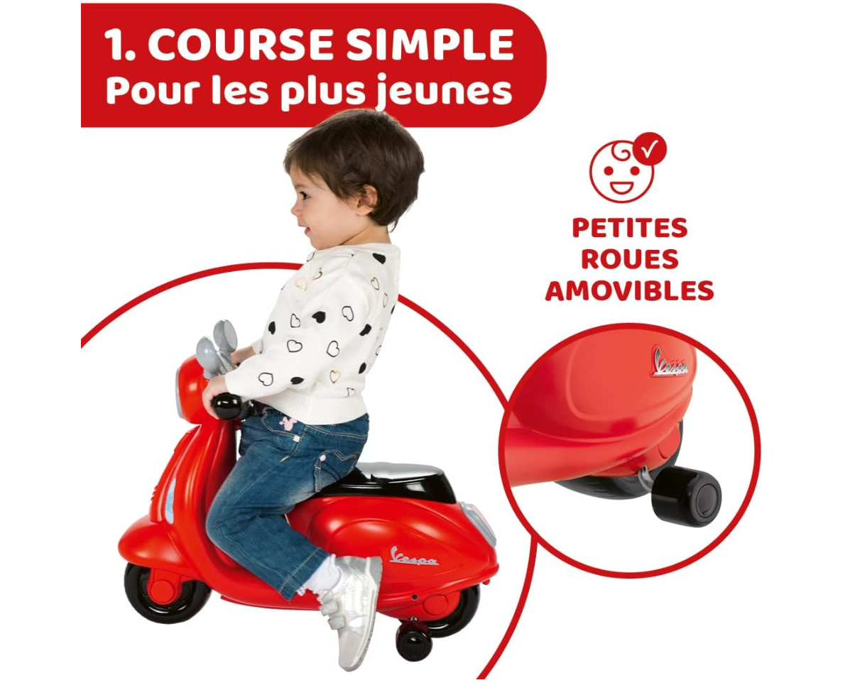 Chicco Moto Porteur Vespa Primavera Rouge – Jouet Enfant 1 à 3 ans avec Sons et Lumières – Max 25 kg