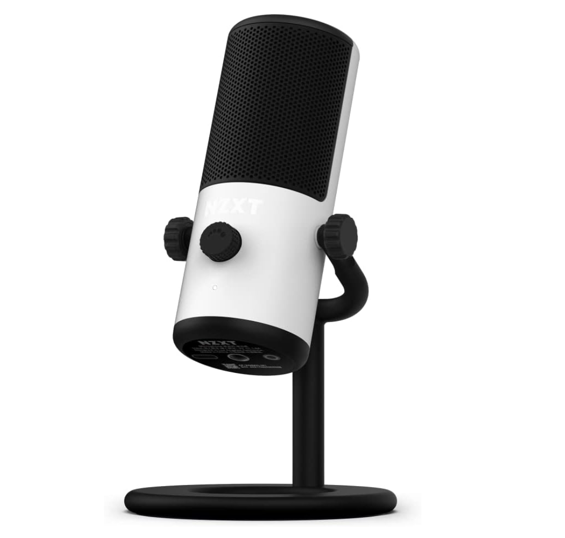 NZXT Capsule Mini – Microphone USB haute résolution cardioïde – Idéal streaming, podcasts et création de contenu – Blanc