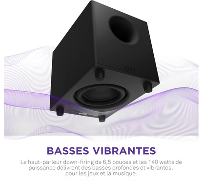 NZXT Relay Subwoofer – Caisson de basses PC 140W 6,5 Down-Firing Noir - vue 4