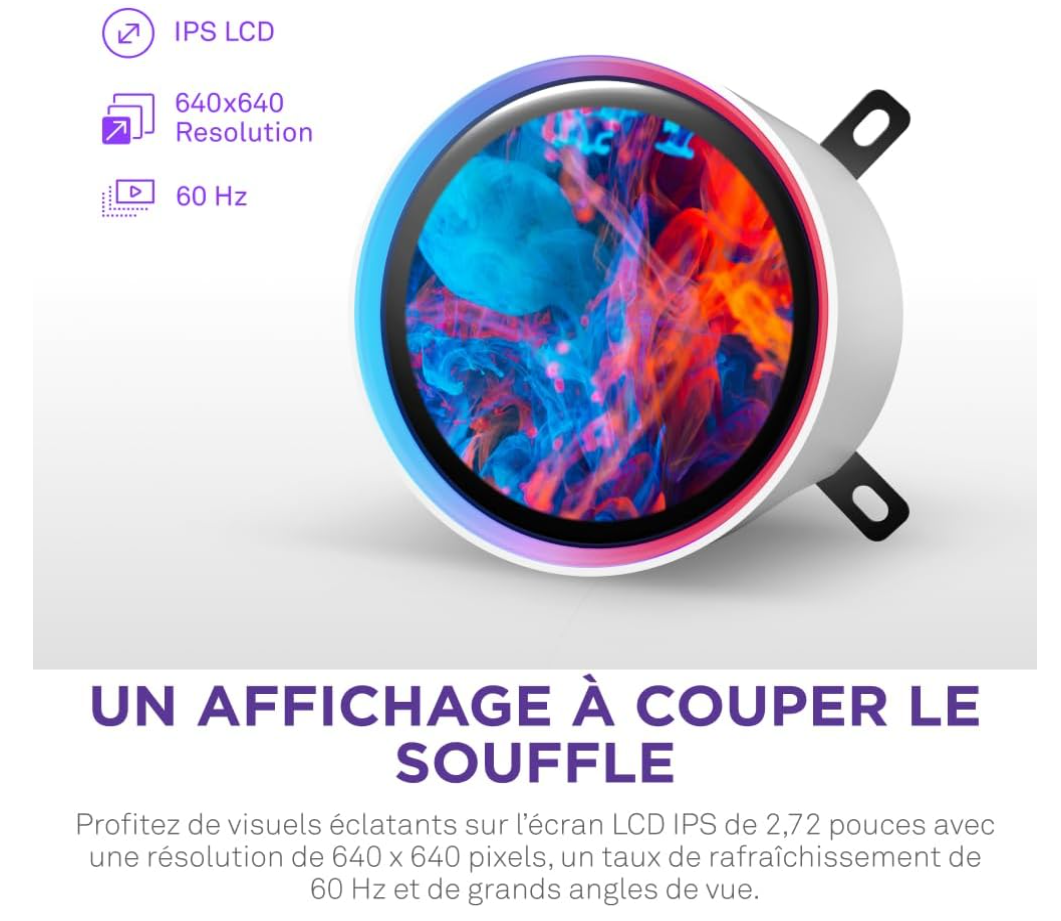 NZXT Kraken Elite 280 RGB – Refroidisseur liquide AIO 280 mm avec écran LCD personnalisable – Blanc