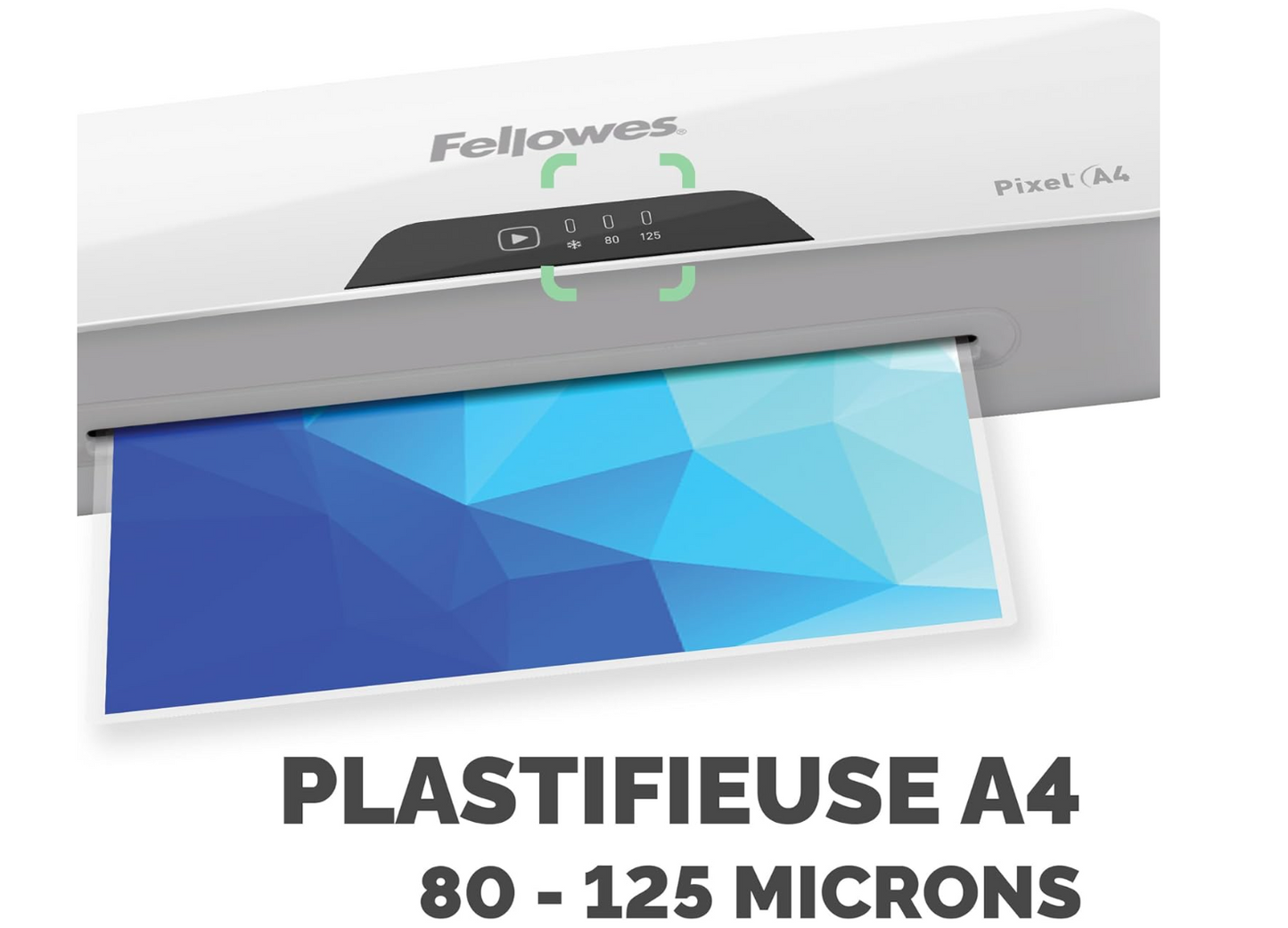 Fellowes Pixel A4 – Plastifieuse 125 microns avec 10 pochettes incluses – Compacte et rapide