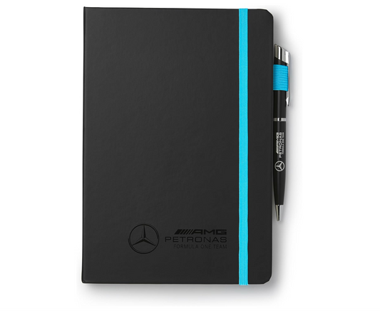 Mercedes-AMG Petronas Formula One Team – Carnet de notes noir avec stylo – Logo officiel F1
