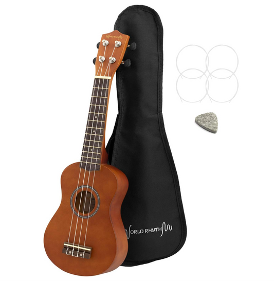 World Rhythm – Ukulélé Soprano Débutant Finition Naturelle – Reconditionné Occasion Comme Neuf