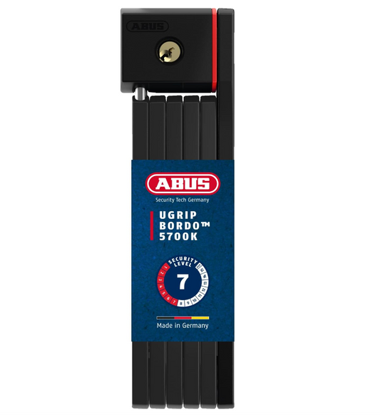 ABUS Bordo uGrip 5700K SH – Antivol pliable vélo avec support – Barreaux 5 mm – Niveau de sécurité 7 – Neuf