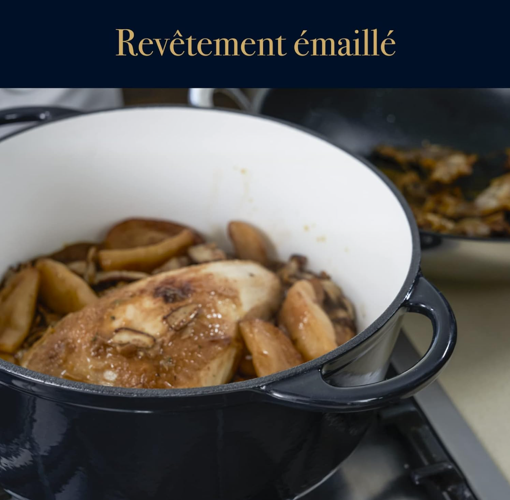 Tefal Pierre Gagnaire Héritage – Cocotte en fonte d’acier 25 cm (5 L) – Induction – Gris brillant