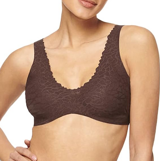 Sloggi Zero Feel Lace 2.0 Bralette – Soutien-gorge femme sans armatures – Ebony Brown – Taille M